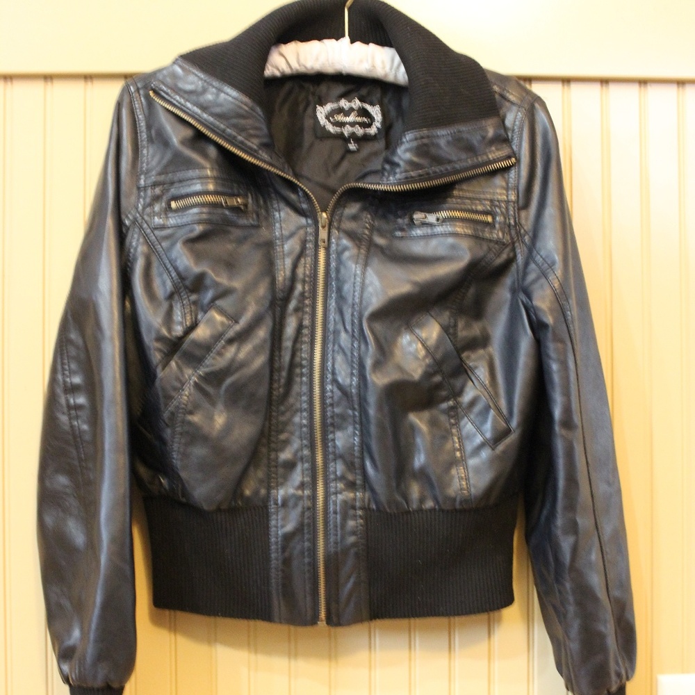 Ambiance Faux Leather Bomber Jacket